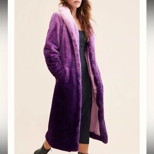 New Anthropologie x Unreal Fur Melting Moment Faux Fur Coat Sz XL Purple